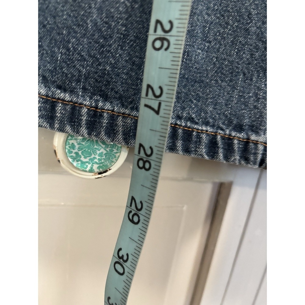 Route 66 Vintage Denim Skirt Zip Pockets Slit Logo Size 5/6 Cotton Embroidery - Picture 2 of 5